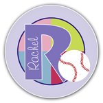 Name Doodles - Personalized Melamine Plates (Sporty Baseball Lilac) (SBSB-P13)